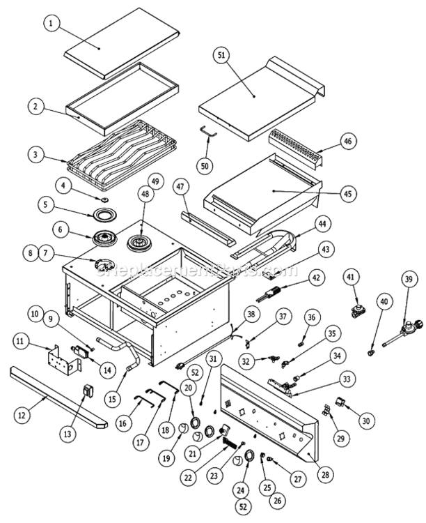 Page A Diagram and Parts List for TEBC30-B  Twin Eagles Built-In Cooking